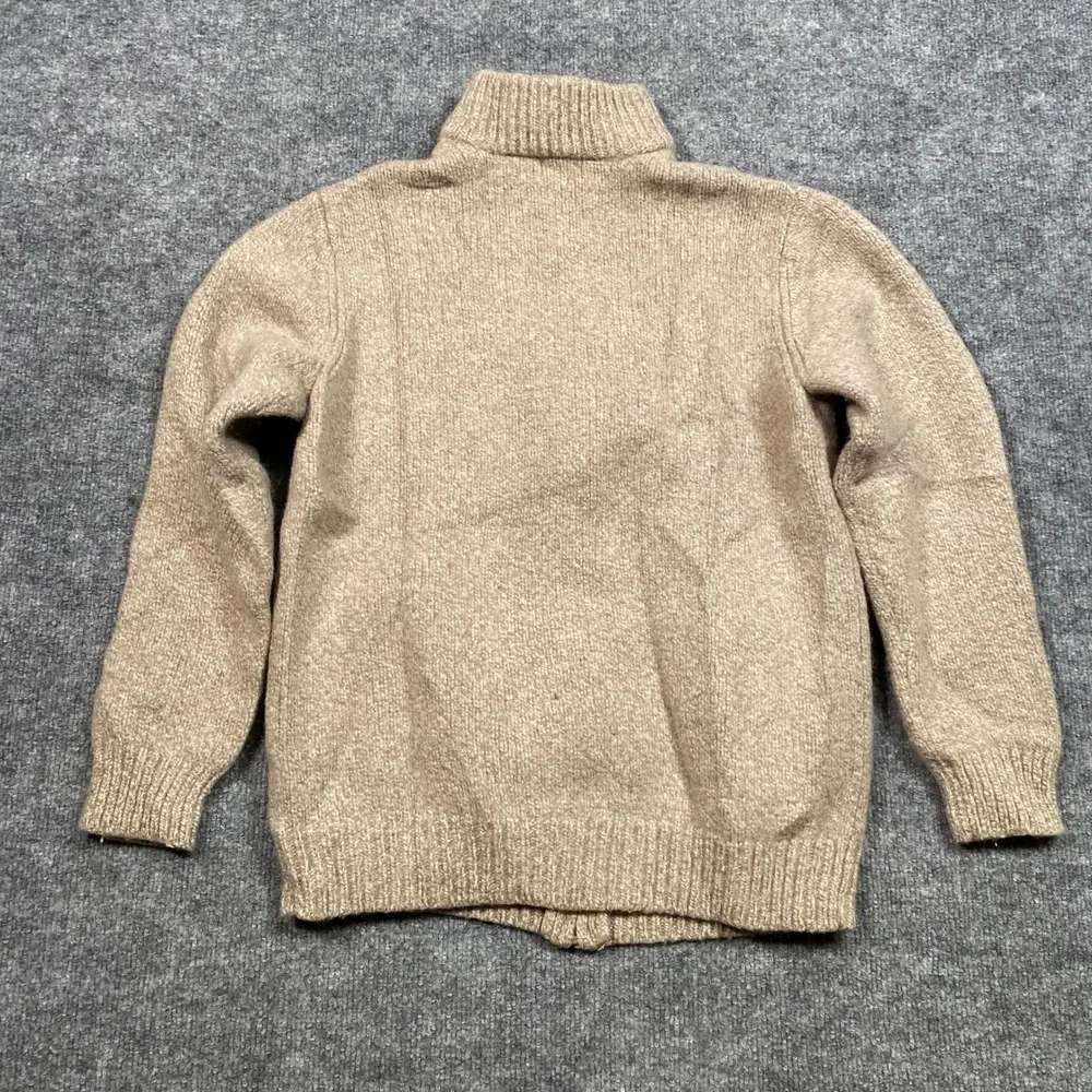 LL Bean Mens Medium Tall 100% Lambswool Full Zip Cardigan Sweater Oatmeal 251614
